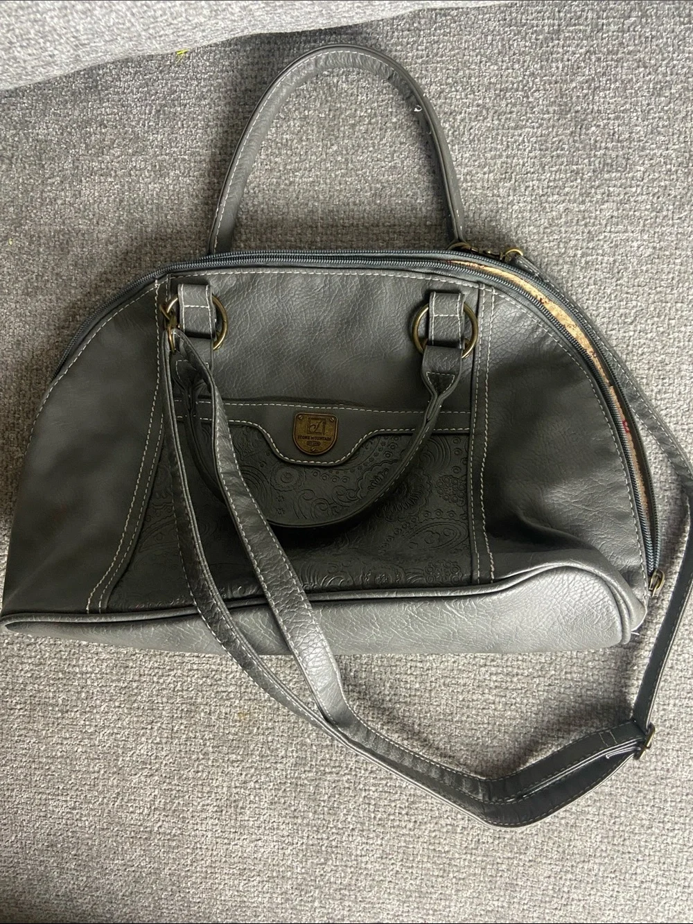 Stone Mountain Accessories Gray Paisley-Embossed Shoulder Satchel